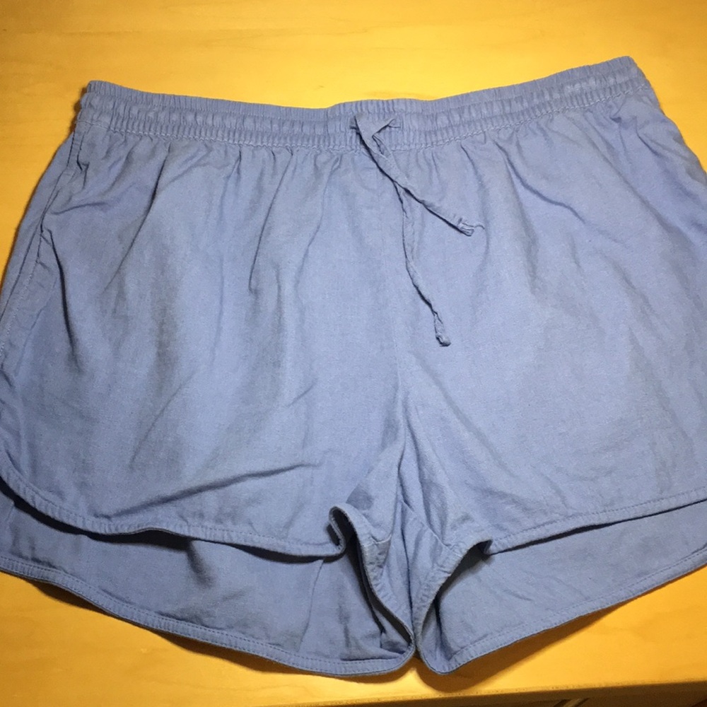 Banana Republic 2 Piece Camp Shirt & Shorts Matching Set in Blue Linen Blend
